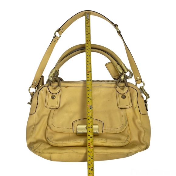 Coach Kristin F22304 Yellow Leather Satchel Double Zip Crossbody Bag - Picture 10 of 13